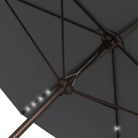Outsunny 6.5x10ft Patio Umbrella Tilt Aluminum Outdoor Market Parasol with Solar Powered LEDs, Crank - Dark Grey(m-11)