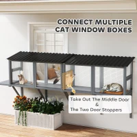 PawHut Wooden Cat Catio, Outdoor Cat Enclosure Window Perch with Jumping Platform, for Safely Enjoying Outdoor Sights, Gray(m-9)