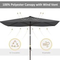 Outsunny 6.5x10ft Patio Umbrella Tilt Aluminum Outdoor Market Parasol with Solar Powered LEDs, Crank - Dark Grey(m-8)