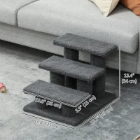 PawHut 3 Tier Pet Stairs Dog Cat Step Scratch Post Furniture,  Dark Grey(m-3)