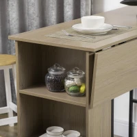 HOMCOM Counter Height Table with Drop Leaf, Extendable Bar Table with Adjustable Storage Shelf, Light Grey(m-10)