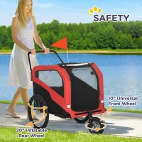 Aosom 2-in-1 Dog Bike Trailer Pet Stroller Carrier for Large Dogs with Hitch, Quick-release Wheels, Foot Support, Pet Bicycle Cart Wagon Cargo for Travel, Red(m-7)