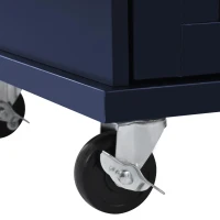 Rolling Mobile Kitchen Island Cart with Storage Cabinet, Solid Wood Desktop, Central Island with Locking Wheels, 51" L x 18" W x 36" H, Dark Blue(m-11)