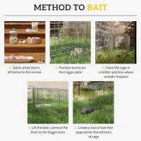 Outsunny One-Door Live Animal Trap, Animal-Friendly Humane Catch & Release Steel Cage for Rats, Mice, 36.6"  x 12.2" x 13.6"(m-5)