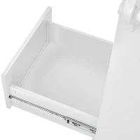 Mobile Kitchen Cart with 5 Drawers, Adjustable Shelves, Lockable Wheels, Rolling Cooking Island with Wooden Top, 53" L x 18" W x 36" H, White(m-11)