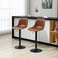 HOMCOM Swivel Bar Stools Set of 2, PU Leather Upholstered Counter Stools with Adjustable Height and Footrest for Kitchen(m-1)