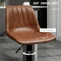 HOMCOM Swivel Bar Stools Set of 2, PU Leather Upholstered Counter Stools with Adjustable Height and Footrest for Kitchen(m-6)