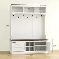 HOMCOM 3-in-1 Hall Tree with Shoe Storage, Coat Rack with Bench, Entryway Furniture with Hooks, White Wood Grain(m-3)