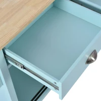 Rolling Kitchen Island with Drop-Leaf Countertop, Sliding Door, Adjustable Shelves, Cabinet and Drawers, 52" L x 30.5" W x 36.5" H, Mint Green(m-12)