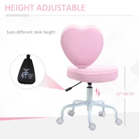 HOMCOM Heart Love Shaped Back Design Office Chair with Adjustable Height, Pink(m-4)