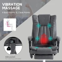 Vinsetto Massage Office Chair with 6 Points and Heat, Reclining Computer Chair with Adjustable Height and Footrest, Dark Blue(m-6)