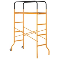 HOMCOM 4-Step Steel 4.6 x 2 x 6 ft. Scaffold 2 Wheels Free Moving for Indoor & Outdoor Decoration Anti-Skid, 440 Pound Capacity(m-13)