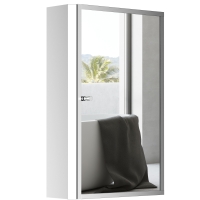 HOMCOM Bathroom Mirrored Cabinet, Vertical 16" x 24" Stainless Steel Frame Medicine Cabinet, Wall-Mounted Storage Organizer with Single Door​