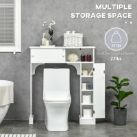 HOMCOM Over The Toilet Bathroom Cabinet, Freestanding Bathroom Storage Organizer with Adjustable Shelves, Toilet Rack, White(m-6)