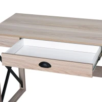 HOMCOM 44 inch Home Office Computer Desk, Rustic Writing Desk, Farmhouse Workstation with Storage Drawer, X-Frame(m-9)