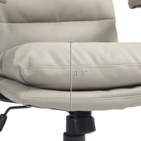 HOMCOM Home Office Chair, PU Leather Computer Desk Chair, Swivel Task Chair with Adjustable Height, Light Gray(m-6)