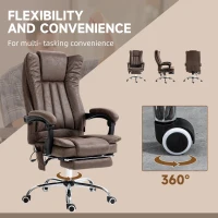 Vinsetto Massage Office Chair with 6 Points and Heat, Reclining Computer Chair with Adjustable Height and Footrest, Coffee(m-5)