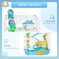 PawHut Extra Large 23" Hamster Cage with Tubes and Tunnels, Portable Carry Handles, Rat House and Habitats Big 5-Tier Design, Mouse Cage Includes Exercise Wheel, Water Bottle, Food Dish, Light Blue(m-7)