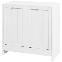 kleankin Tilt-out Laundry Storage Cabinet with 2 Compartment Hampers, White(m-13)