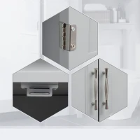 kleankin Modern Over The Toilet Storage Cabinet, Double Door Bathroom Organizer with Inner Adjustable Shelf and Open Shelf, Gray(m-8)