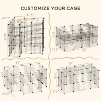 PawHut 36 Panels Small Animal Playpen with Door, DIY C & C Cage for Guinea Pigs with Ramp, Portable Metal Wire Yard for Rabbit, Hedgehogs, 14 x 14 in(m-4)