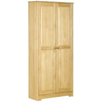 HOMCOM 67" Pinewood Kitchen Pantry Storage Cabinet, Freestanding Cabinets with Doors and Shelves, Dining Room