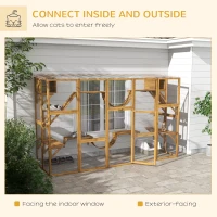 PawHut Catio Playground Cat Window Box Outside Enclosure for Multiple Cats w/ Shelves & Bridges, Yellow(m-4)