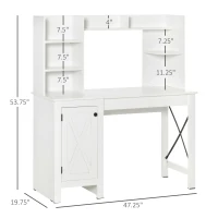 HOMCOM Computer Desk W/ Hutch, Home Office Desk W/ Storage Cabinet, White(m-3)