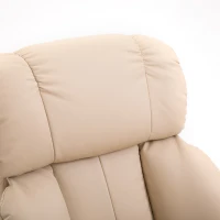 HOMCOM 10-Point Massage Recliner Chair, Vibration Massage Sofa with Ottoman Footrest, Faux Leather and Swivel Wood Base for Living Room & Bedroom, Beige(m-8)