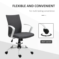Vinsetto Linen Mid Back Office Chair With Tilt Function, Swivel Computer Chair, Charcoal Grey(m-6)