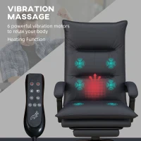 Vinsetto Executive Massage Office Chair with 6 Vibration Points, Microfiber Computer Desk Chair, Heated Reclining Chair with Footrest, Armrest, Double Padding, Charcoal Gray(m-4)