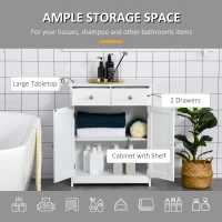 Kleankin Freestanding Bathroom Floor Cabinet, Wooden Bathroom Cabinet with 2 Doors, 2 Drawers and Adjustable Shelf, White(m-4)