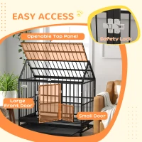PawHut 48" Heavy Duty Dog Crate with 4 Lockable Wheels, Double Doors, and Removable Tray, for XL and L Dogs(m-6)