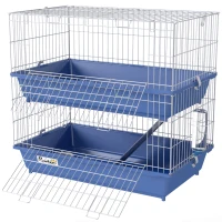 PawHut 2-Tier Guinea Pig Cage, Ferret Cage, Chinchilla Cage, Small Animal Cage Indoor with Dish and Bottle, 2 Doors, Deep Bottoms, Ramp, 28", Blue(m-1)