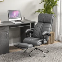 Vinsetto Executive Massage Office Chair with 4 Vibration, Computer Desk Chair, PU Leather Heated Reclining Chair with Adjustable Height, Swivel Wheels, Gray(m-10)