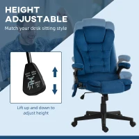 Vinsetto 6 Point Executive Office Chair with Heat, Velvet High Back Vibrating Massage Office Chair, Drak Blue(m-5)