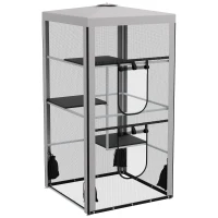 PawHut 79"H Cat House Kitten Enclosure Mesh Playpen Steel Frame with 3 Platforms, 2 Doors and 4 Sandbags for Stability, Indoor/Outdoor(m-1)