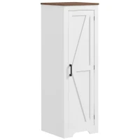HOMCOM Farmhouse Accent Cabinet with Adjustable Shelf Barn Door Storage Cabinet for Living Room Floor Pantry Cabinet, White(m-11)
