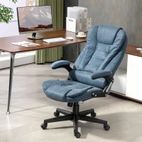 HOMCOM Massage Office Chair, Heated Reclining Computer Chair with 6 Vibration Points, Armrest and Remote, Blue(m-11)