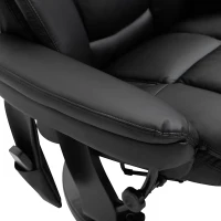 HOMCOM PU Leather Massage Recliner Chair with Ottoman, 10 Point Vibration Swiveling Armchair, Black(m-9)