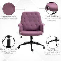 Vinsetto Spandex Home Office Chair, Tufted Height Adjustable Computer Desk Chair with Swivel Wheels and Padded Armrests, Purple(m-7)