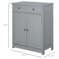 Kleankin Freestanding Bathroom Floor Cabinet, Wooden Bathroom Cabinet with 2 Doors, 2 Drawers and Adjustable Shelf, Gray(m-3)