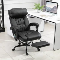 Vinsetto Massage Office Chair with 6 Vibrating Points, High Back Reclining Office Chair with Footrest and Remote, Black(m-10)