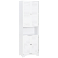 HOMCOM Tall Narrow Bathroom Storage Cabinet with Doors and Shelf Adjustability, Freestanding Linen Cabinet with 2 Cabinets and Countertop, White