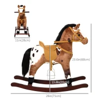 Qaba Children Kids Rocking Plush Horse Toy Pony Wooden Ride Rocker Sound, Brown(m-3)