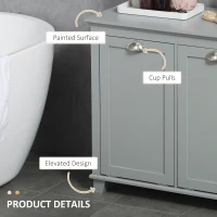 HOMCOM Dual Tilt out Laundry Hamper Cabinet, Bathroom Storage Cabinet with 2-Compartment Hamper, Modern Bathroom Floor Cabinet for Washroom, Gray(m-5)