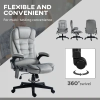 HOMCOM 6 Point Executive Office Chair with Heat, Velvet High Back Vibrating Massage Office Chair, Gray(m-8)