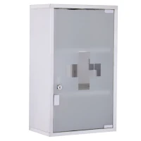 HOMCOM 12" x 20" Lockable Medicine Cabinet, 3 Tier Stainless Steel Medical Wall Box with 2 Keys and Shelves for Bathroom(m-1)