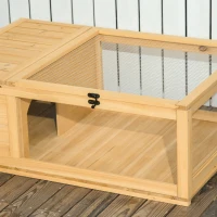 PawHut Wooden Reptile Cage with Top Access for Turtles, Lizards, Snakes, Yellow(m-8)