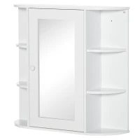 HOMCOM Bathroom Medicine Cabinet with Mirror, Bathroom Mirror Cabinet, Wall Mount Mirror Medicine Cabinet with Multiple Storage Shelves, White(m-12)